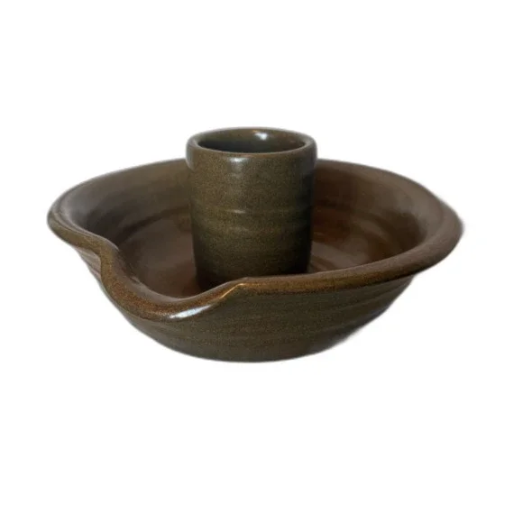 Beer Can Chicken Pottery Roaster Stoneware Made in Texas Earthy Brown - Picture 6 of 9